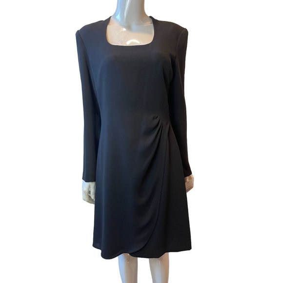 NWT Liz Claiborne Womens Sheath Dress 10864048 Cross Front Long Sleeve Black 10 - Picture 1 of 12